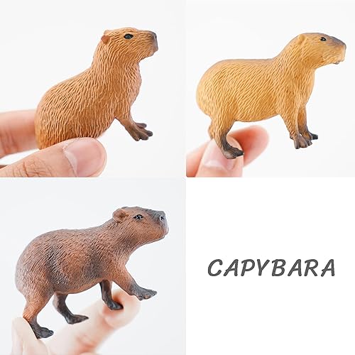 Miniatura 3 de Capybara - Adorno de estatua de animal, decoración de cumpleaños para fiesta de Capybara, modelo pintado a mano de juguete Capybara, modelo de