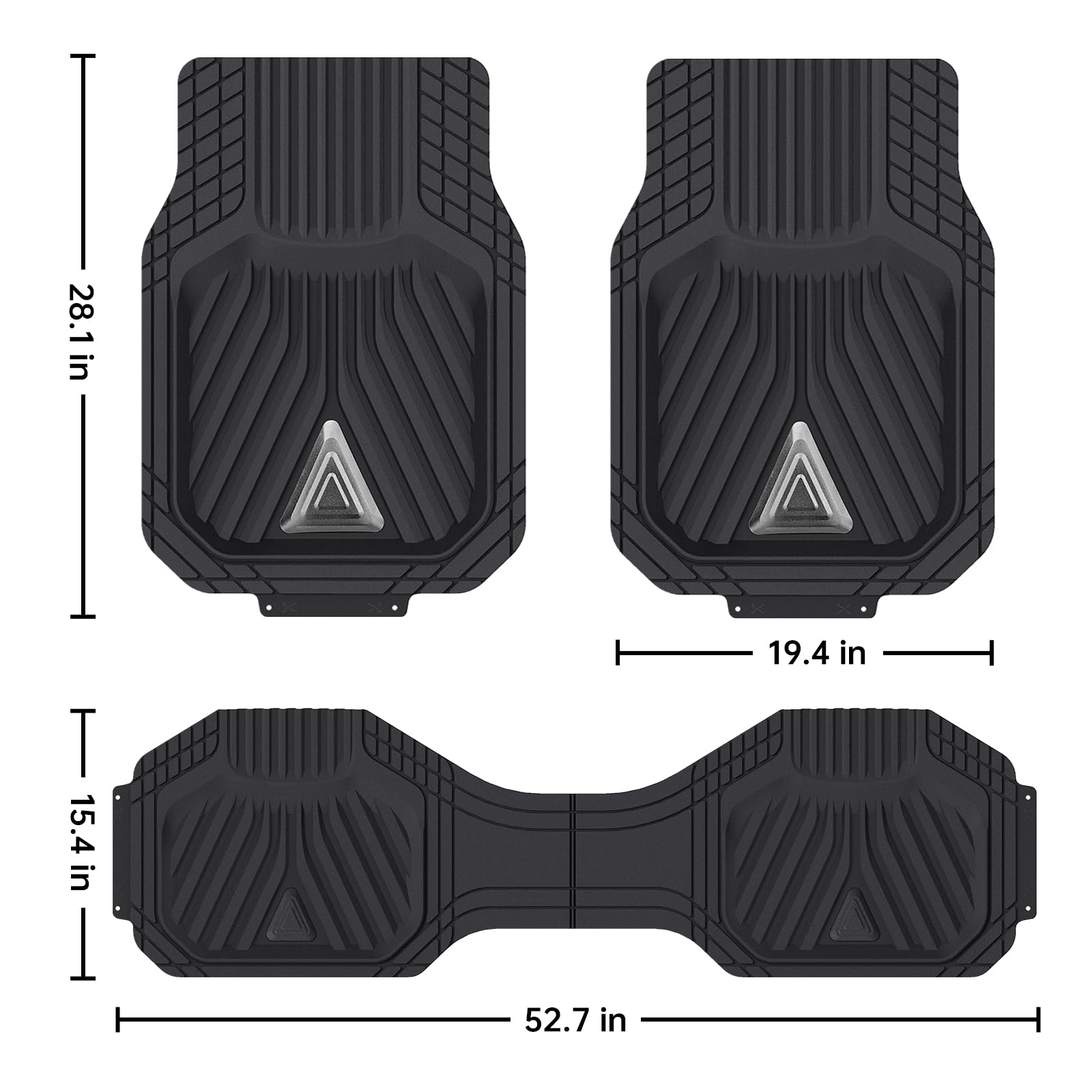 August Auto Heavy Duty Rubber Floor Mats Durable All Weather Black with Silver Aluminum Car Mats with Deep — view 2