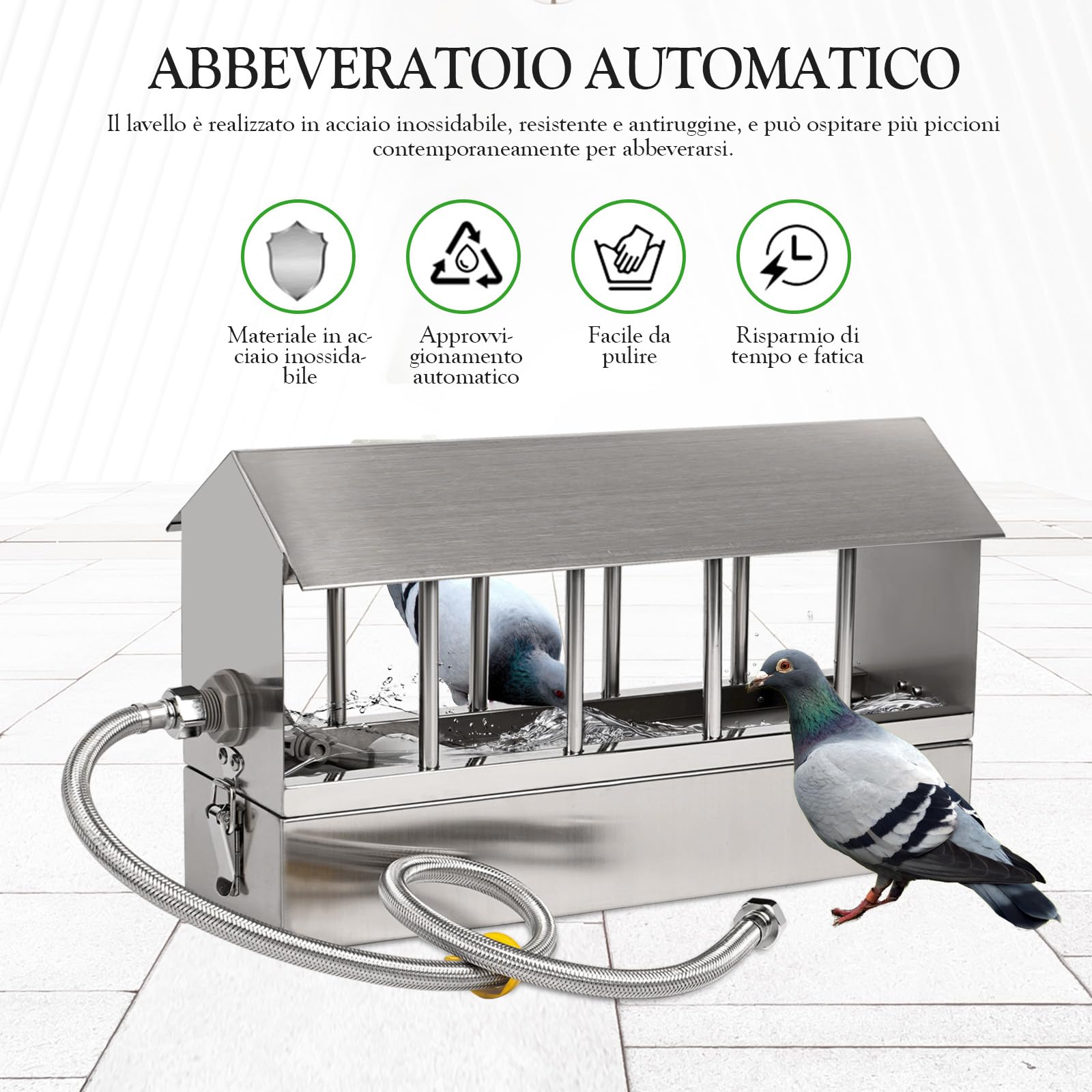 Fontana Per Bere Piccione, Mangiatoia Automatica Per Uccelli Di Grande Capacità, Abbeveratoio Per Polli, Adatto Per Quaglie, Piccioni, Pulcini, Pappagalli