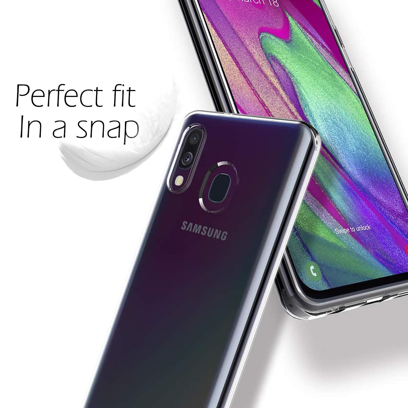 NEW'C Funda para Samsung Galaxy A40, Anti-Choques y Anti-Arañazos, Silicona TPU, HD Clara