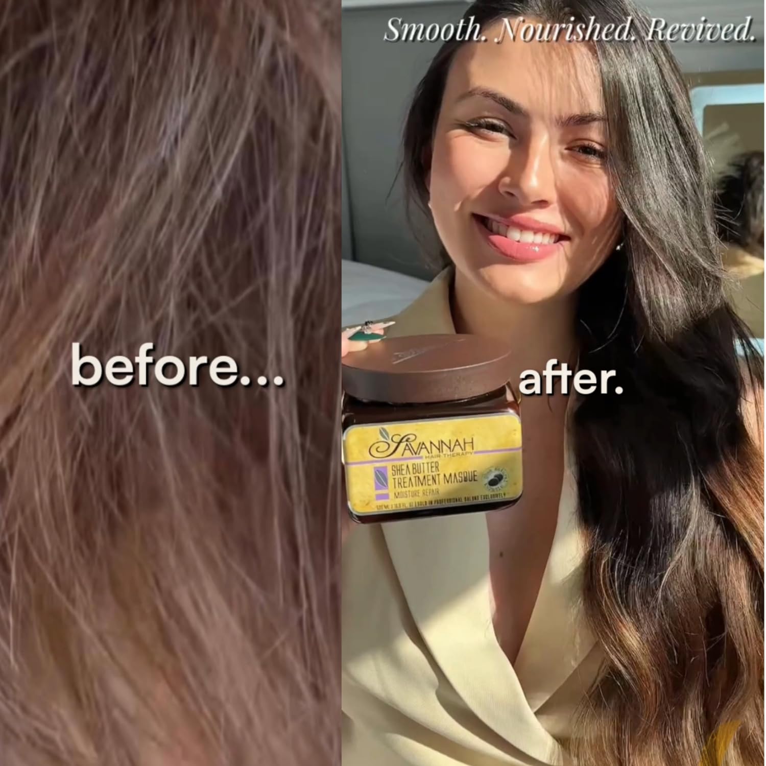 Savannah Hair Therapy Keratin Shea Butter Hair Mask for Deep Conditioning | Shea Butter Vitamins A E F Sulfate & Paraben Free For Dry Damaged Curly Color Treated Bleached Hair Anti Frizz product thumbnail 4