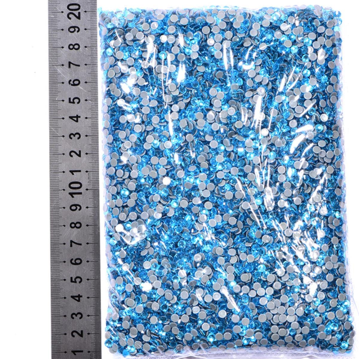 Hot Fix Rhinestone Hurtownia Plaster 14400 sztuk/worek na torby na ubrania akcesoria SS6 SS16 SS30 tkanina kryształowa odzież kamienie-akwamaryn, SS12-14400 szt