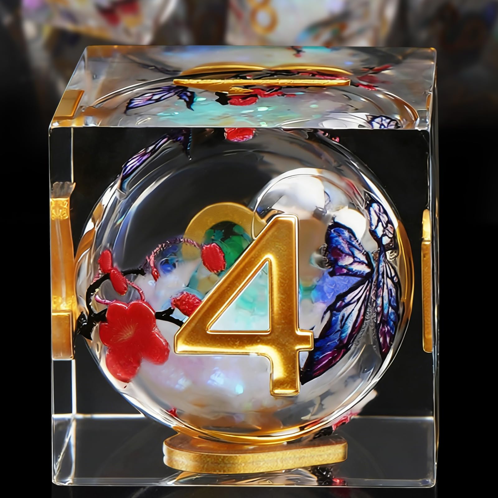 Set di dadi DND a forma di farfalla e fiore di prugno, per giochi di ruolo, con scatola, 7 dadi in resina poliedrica con bordi affilati, set con Beauty Since, D% D20 D12 D10 D8 D6 D4 dadi (bianco
