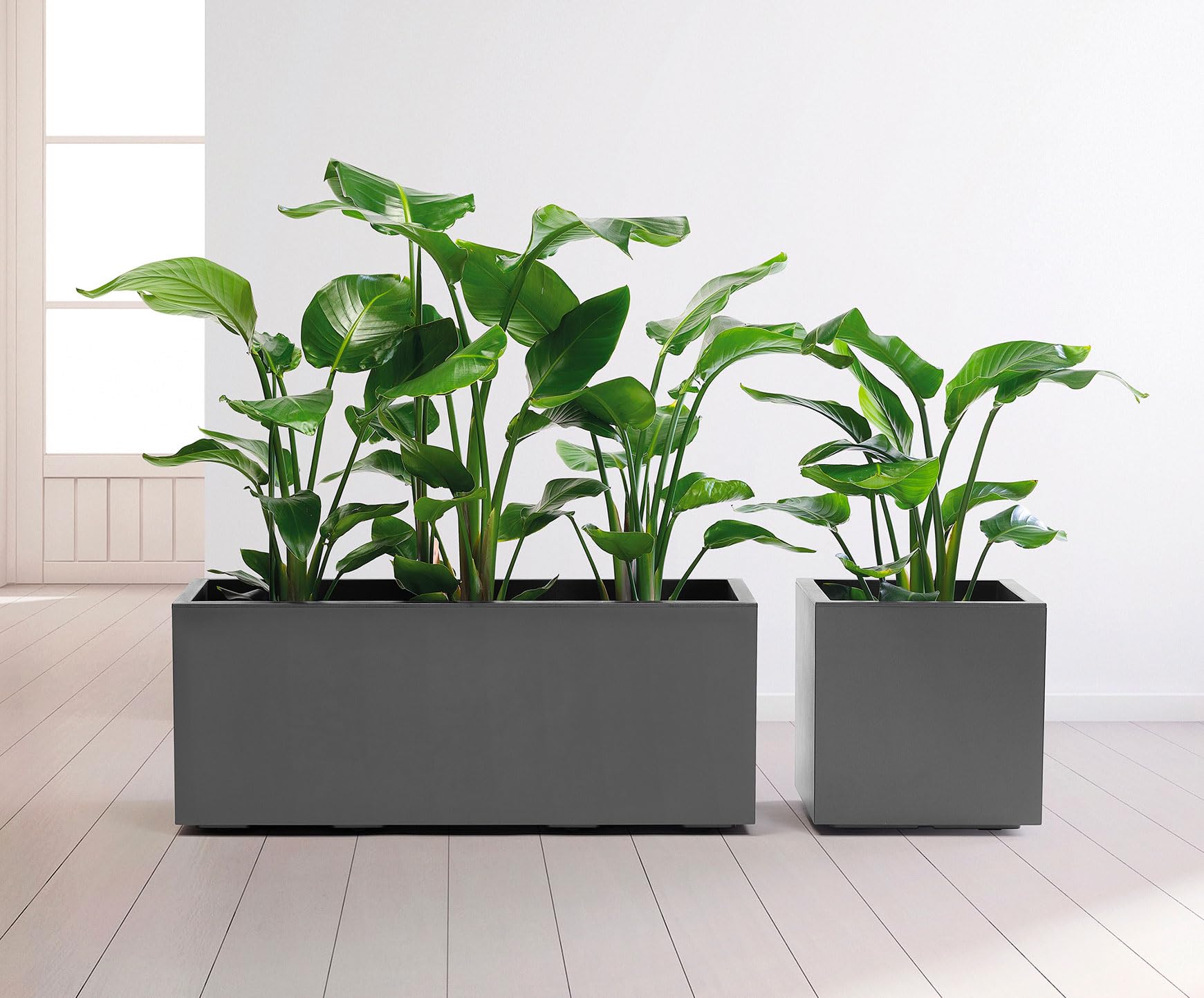 EURO3PLAST Fioriera Rettangolare da Interno Esterno Kebe 100X40 H40 in plastica Riciclata Grigio Antracite