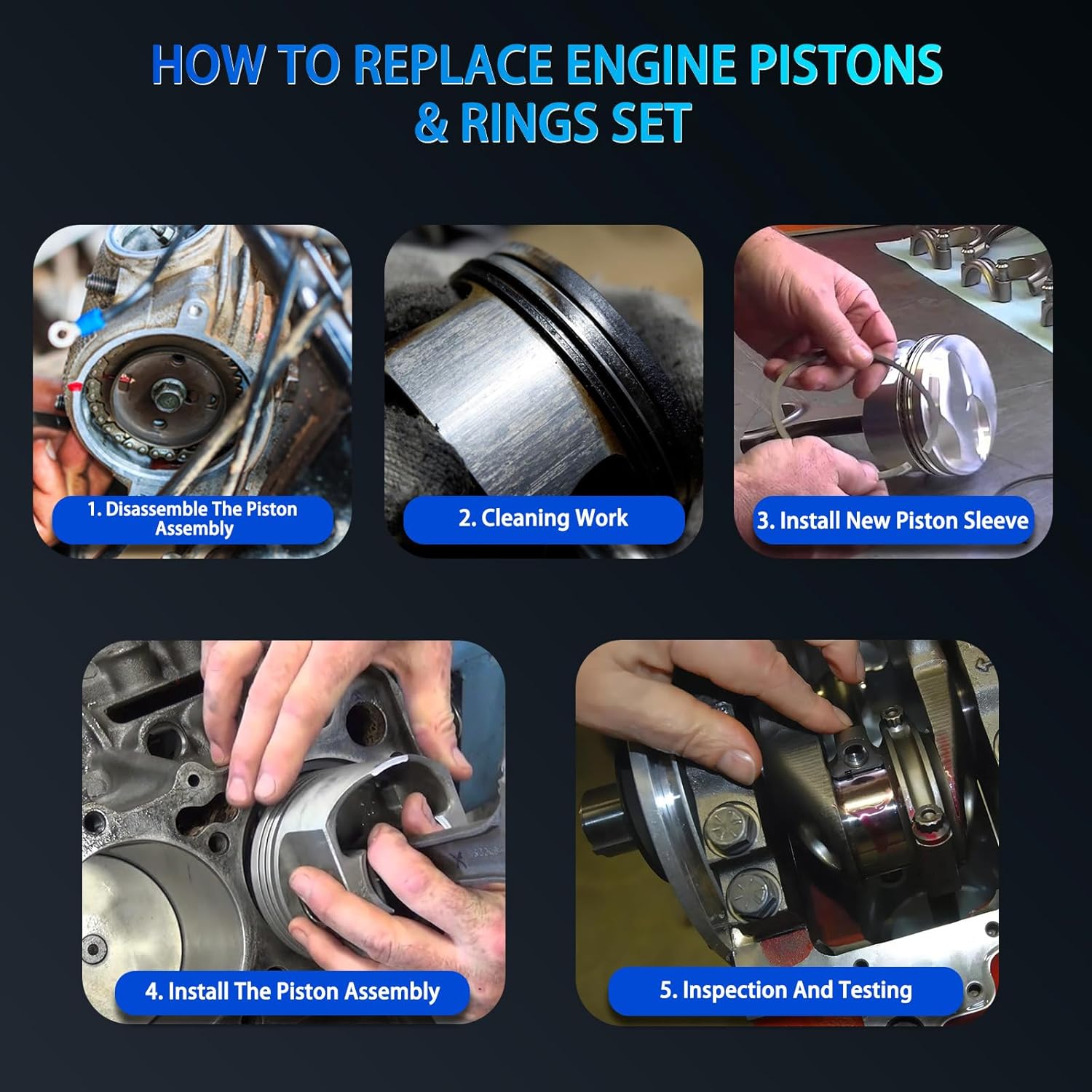 G4KH 2.0T Engine Pistons & Connecting Rod 8Pcs Fits for Hyundai Genesis Coupe/Sonata, Kia Optima/Sportage 2011 2012 2013 2014 2.0L Turbo OE 23410-2G410 23510-2G440 23413-2C400