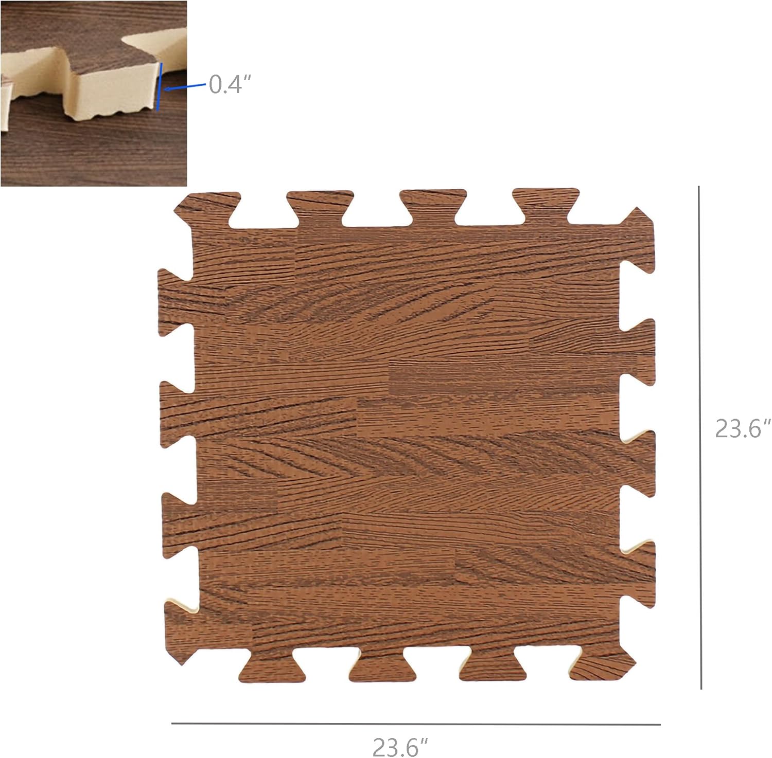 Puzzle Exercise Mat 1/2 Inches, 24X24 Inches Dark Wood Grain EVA Interlocking Foam Floor Tiles for Home Gym, Mat for Home Workout Equipment, Floor Padding for Kids, 25 Packs of 100 SQ FT 119950-NEW