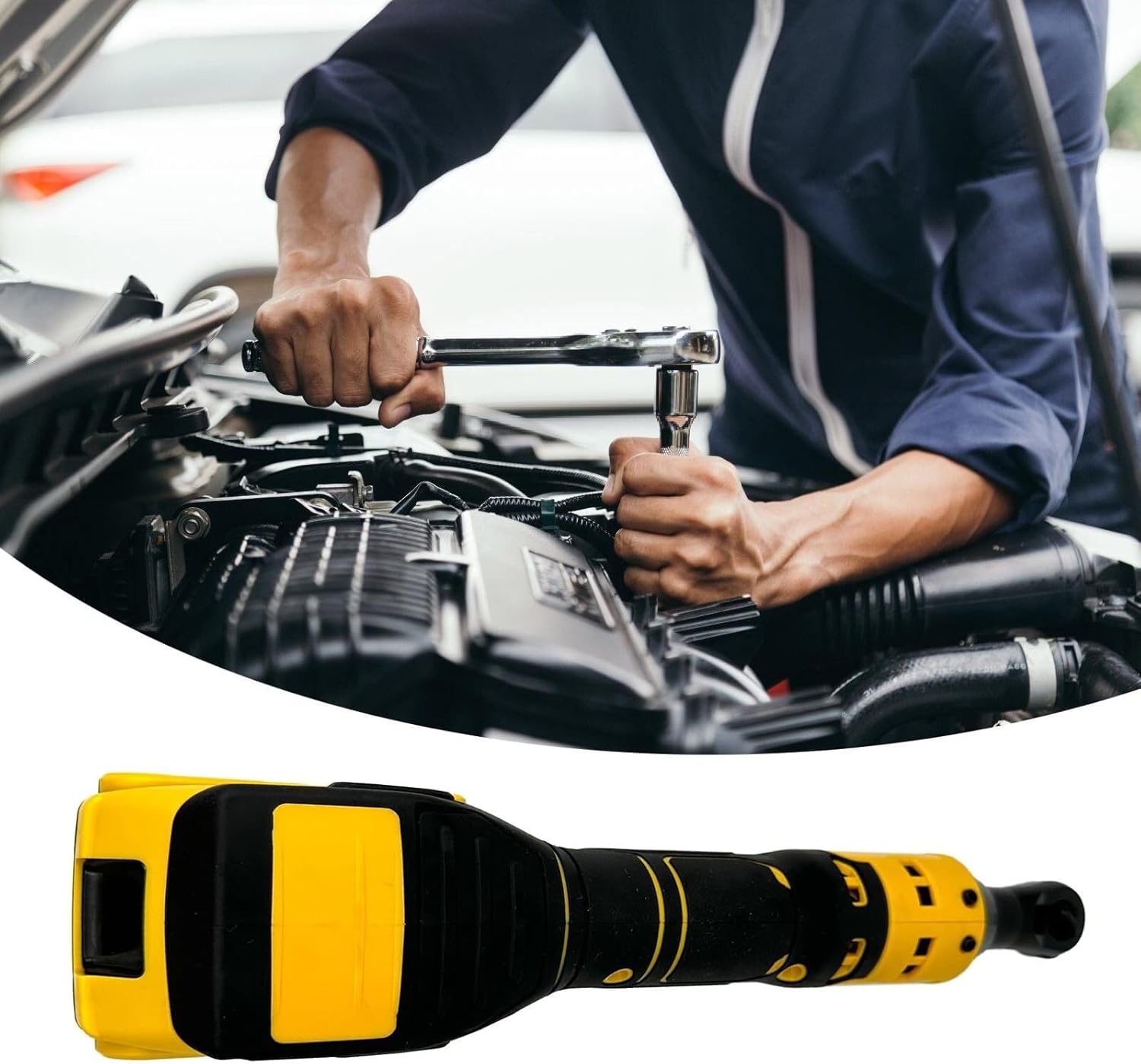 Ratchet Wrenches Set 3/8" Cordless Ratcheting Wrench 3/8" Power Ratcheting Wrench Tool Kits 7x Sockets Extension Rod 1/4" Adapter Variable Speed