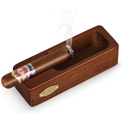 Ashtrays, Wooden Ashtray, Cigar Ashtrays, outdoor and Home Office Decoration Useful Ashtray, Smoking Lover's Gift (Wood Grain Color)