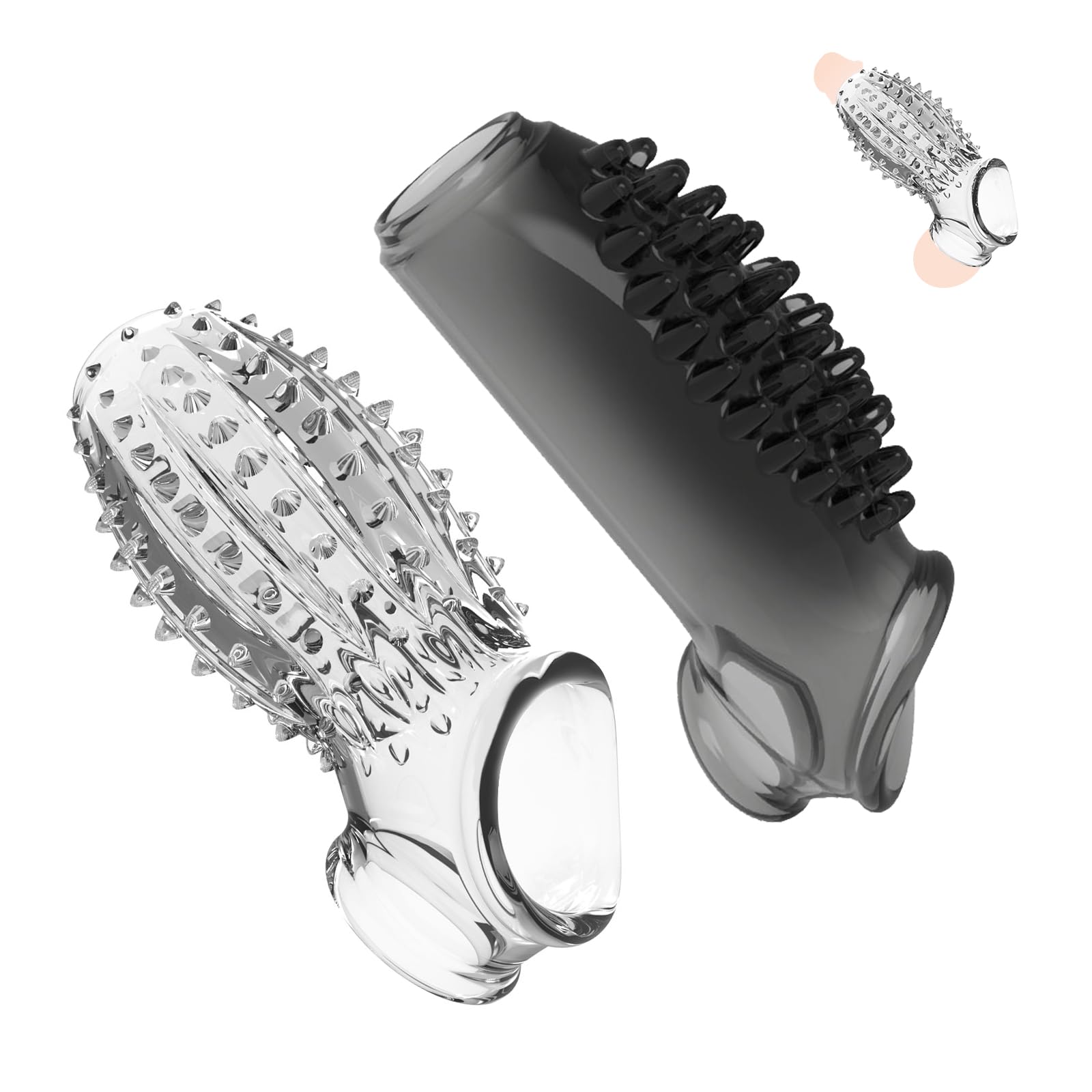 Penis Sleeves Reusable Cock Rings 2 Pcs Cock Sleeves Enlarger Penis Extender Delay Ejaculation Male Sex Toy Enhancement