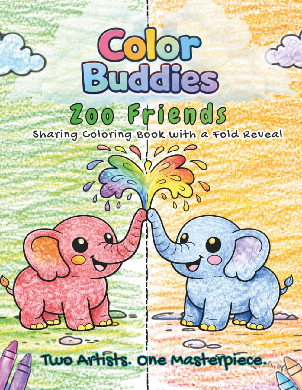Zoo Buddies: Sharing Zoo Animals Coloring Book: Fun Mirrored Pages for Kids to Color Together – Cute Lions, Elephants, Giraffes & More for Ages 3-8 (Color Buddies)