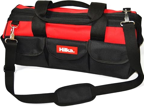 18 Inch HILKA Premium Professional 18 Pockets | LARGE TOOL BAG With Padded Base | DIY | Heavy Duty | Multi Purpose | Compartment | Contractors | Caddy | WORKSHOP Storage UK FREE P&P