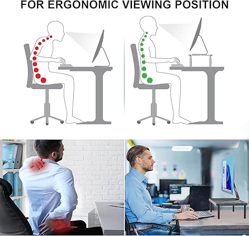 Miniatura 6 de WALI Soporte para monitor de computadora para escritorio, elevador ajustable para laptop, soporte para monitor de escritorio debajo de