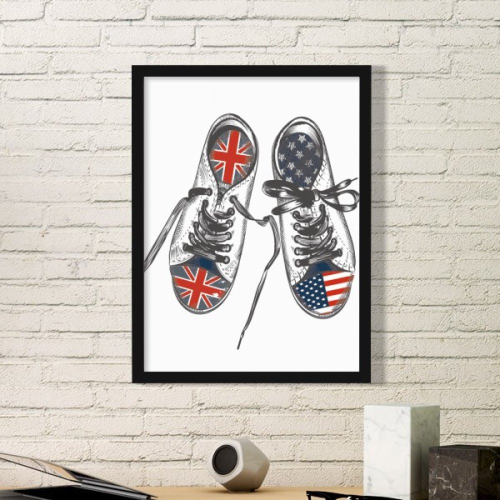 Cadre photo motif US et UK pour personnaliser les murs d'une chambre d'ado ou un bureau