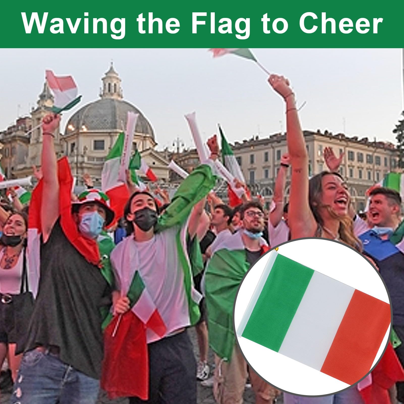 HXMJIED 20Handheld Italy Flag,14x21cm Mini National Pennant Flags,Held Stick Flags,for Women's World - Image 4