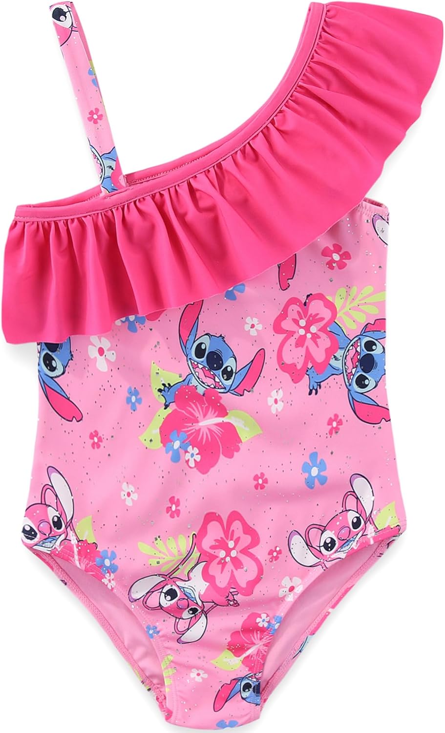 Disney Lilo & Stitch Girls Swimsuit UPF 50+ One Piece Bathing Suit for Big Kids Pink 7