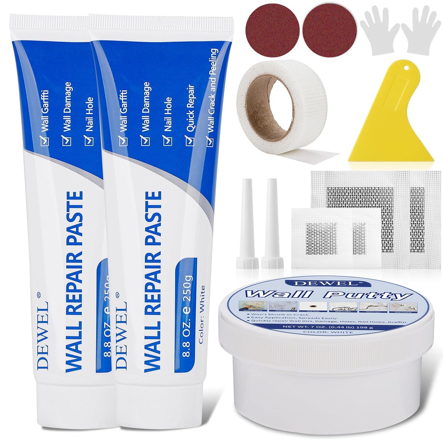 Drywall Repair Kit, 17.6 OZ Wall Mending Agent with Wall Putty, Spackle