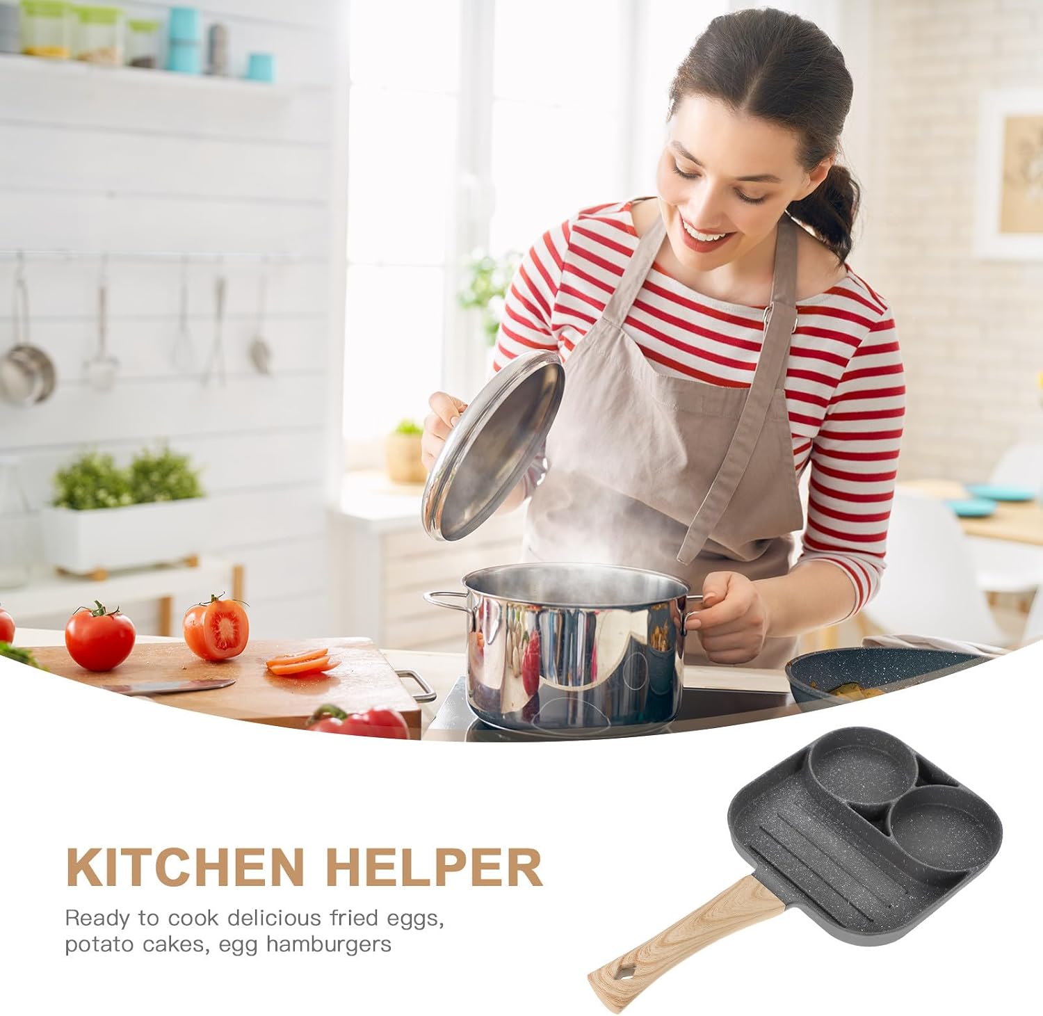 GARVALON Non-stick Egg Frying Pan Mini Omelette Pan for Gas Induction Stove for Breakfast Sturdy Home Kitchen Omelet Skillet