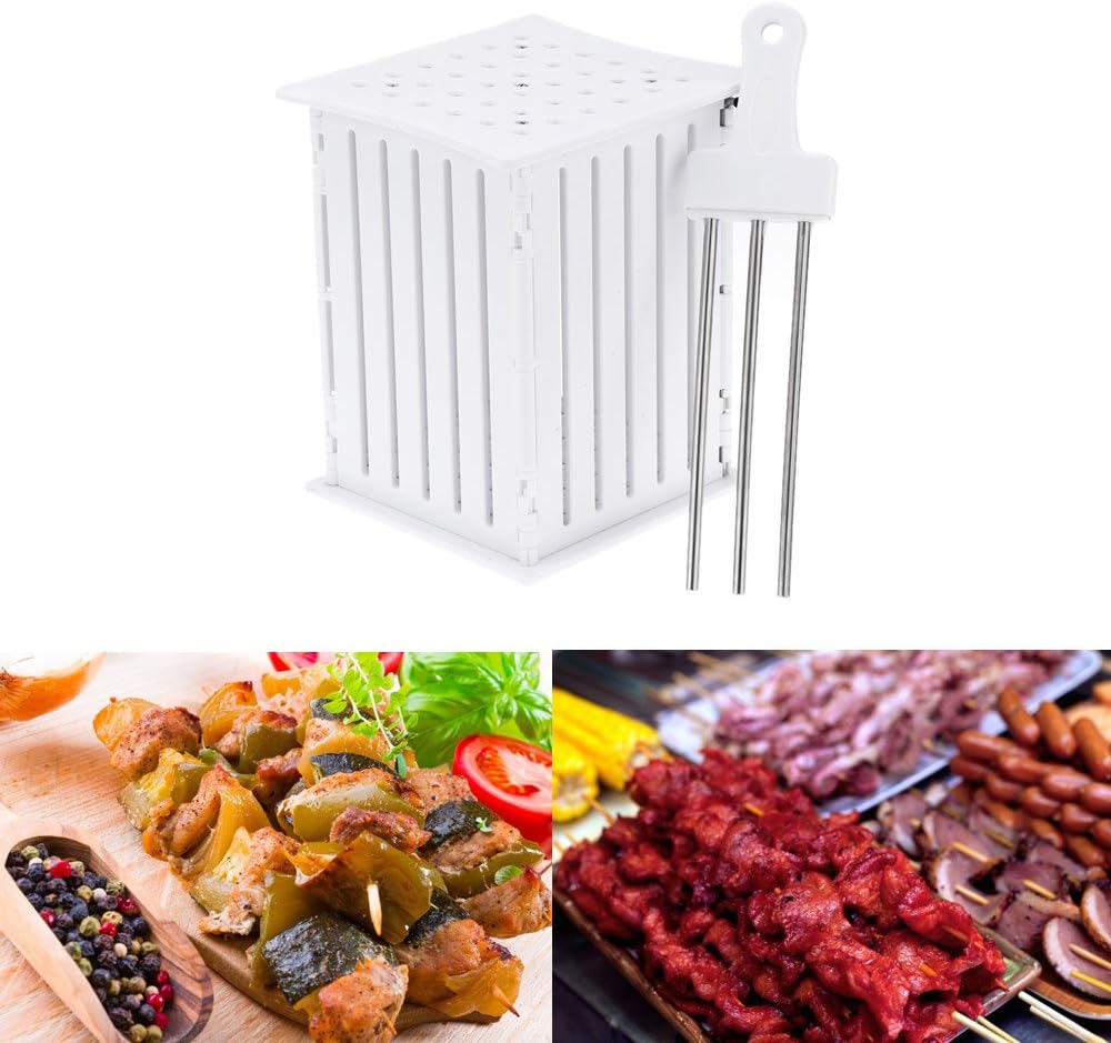 Portable Durable Plastic Meat Kabob Maker Box Skewers Spiedini Kebab with 36 Holes