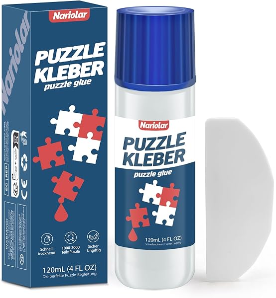 Nariolar Puzzle Kleber Transparent mit Applikator Geeignet für Befestigen und Aufhängen von Puzzles, Schnell Trocknend, 120ml - 1