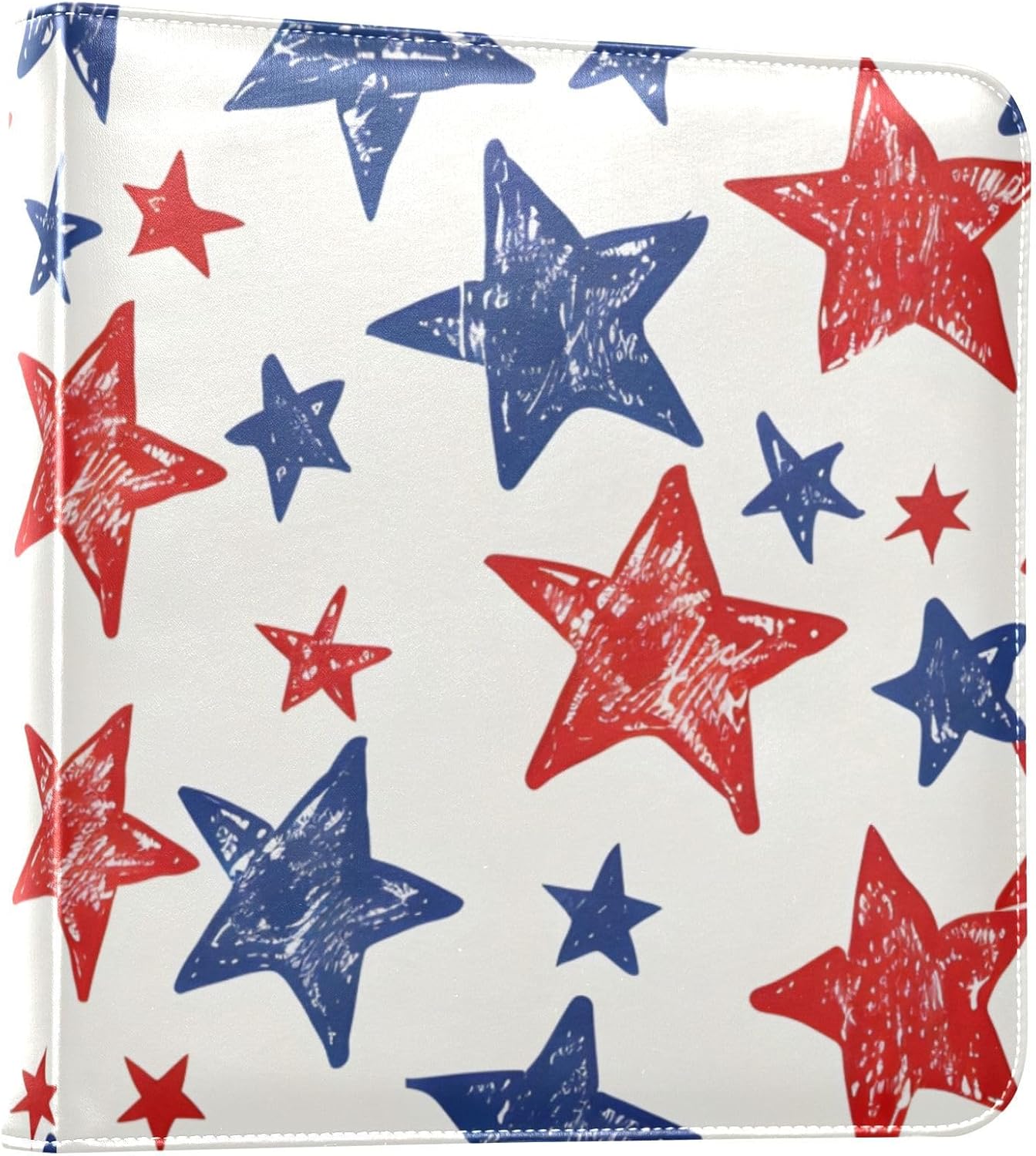 JIPONI Patriotic Star Large Photo Album, DIY Leather Cover Scrapbook Albums for 4x6 5x7 6x8 Pictures, Self Adhesive Memory Book for Wedding, Baby, Family