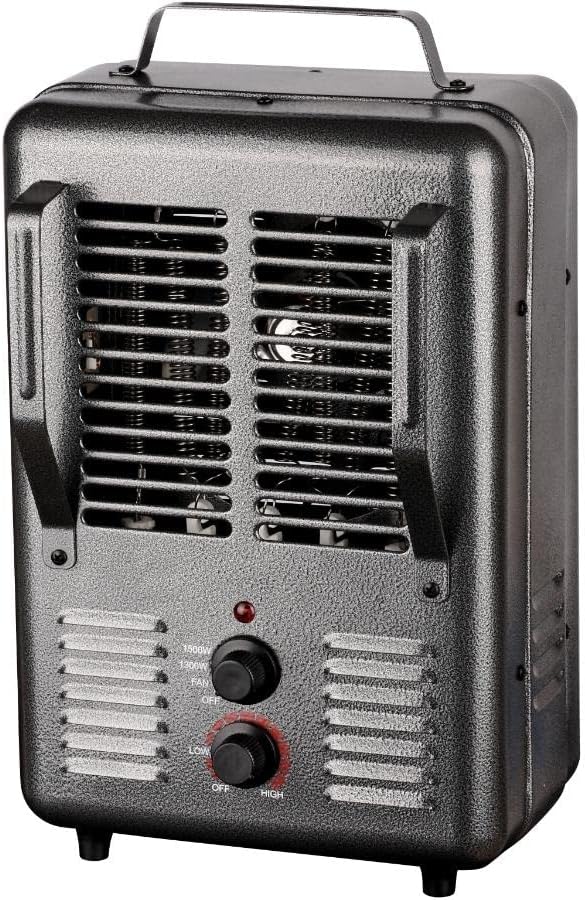 1500W Milkhouse Utility Heater - with Thermostat, Black