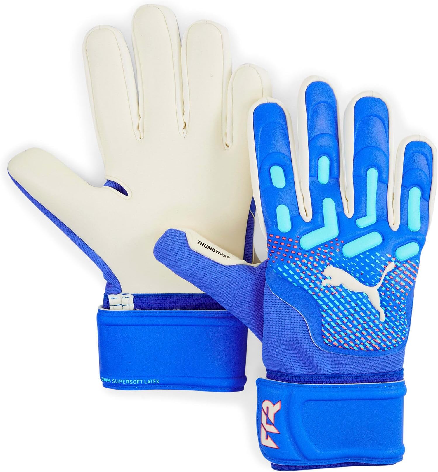 PUMA Football Individual FUTURE, Male/Unisex Gloves, Bluemazing-Sunset Glow-Electric Peppermint, 6