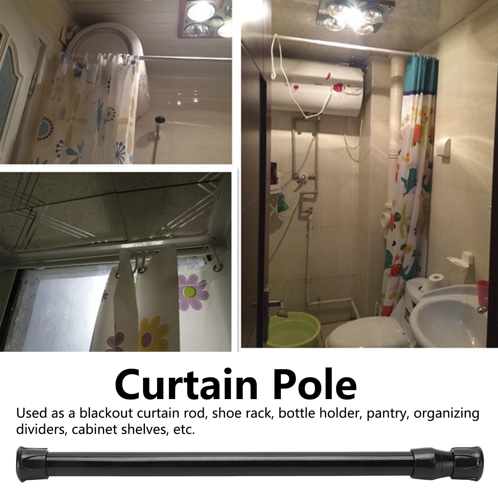 Lybunair Spcircle Tension Curtain Rod, No Tape Tension Rod 9.8-35.4 In, Window Curtain Pole Shower Curtain Rail Telescopic Spcircle Tension Rod (11.8-19.7 In Thin rod with diameter of 0.5 In)