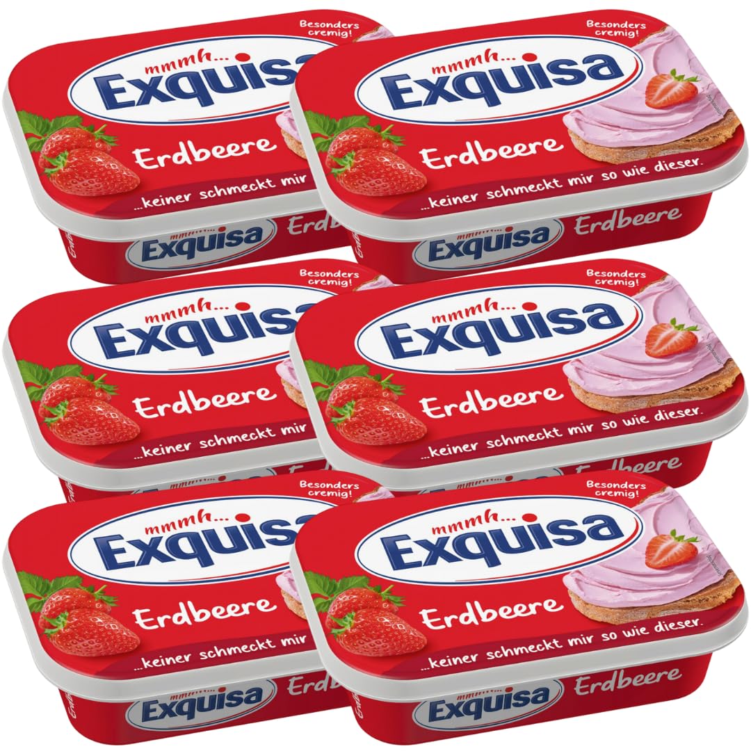 EXQU Frischkäse mit Erdbeergeschmack – 200 g | Cremiger Brotaufstrich, kalorienarm, 6 Er