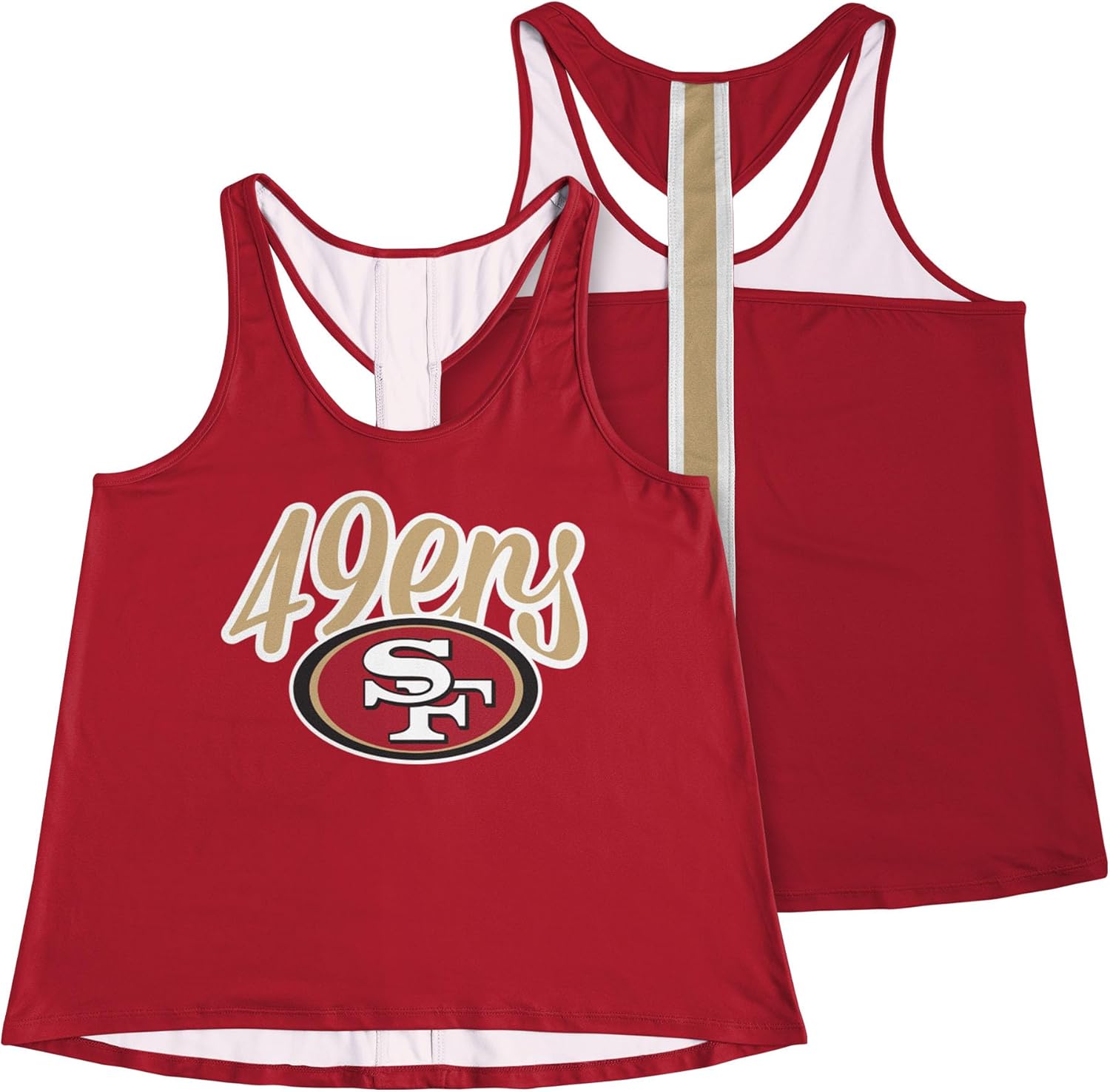 FOCO NFL Womens NFL Ladies Fashion Wordmark Team Stripe Sleeveless Tank Top Shirt - Image 3