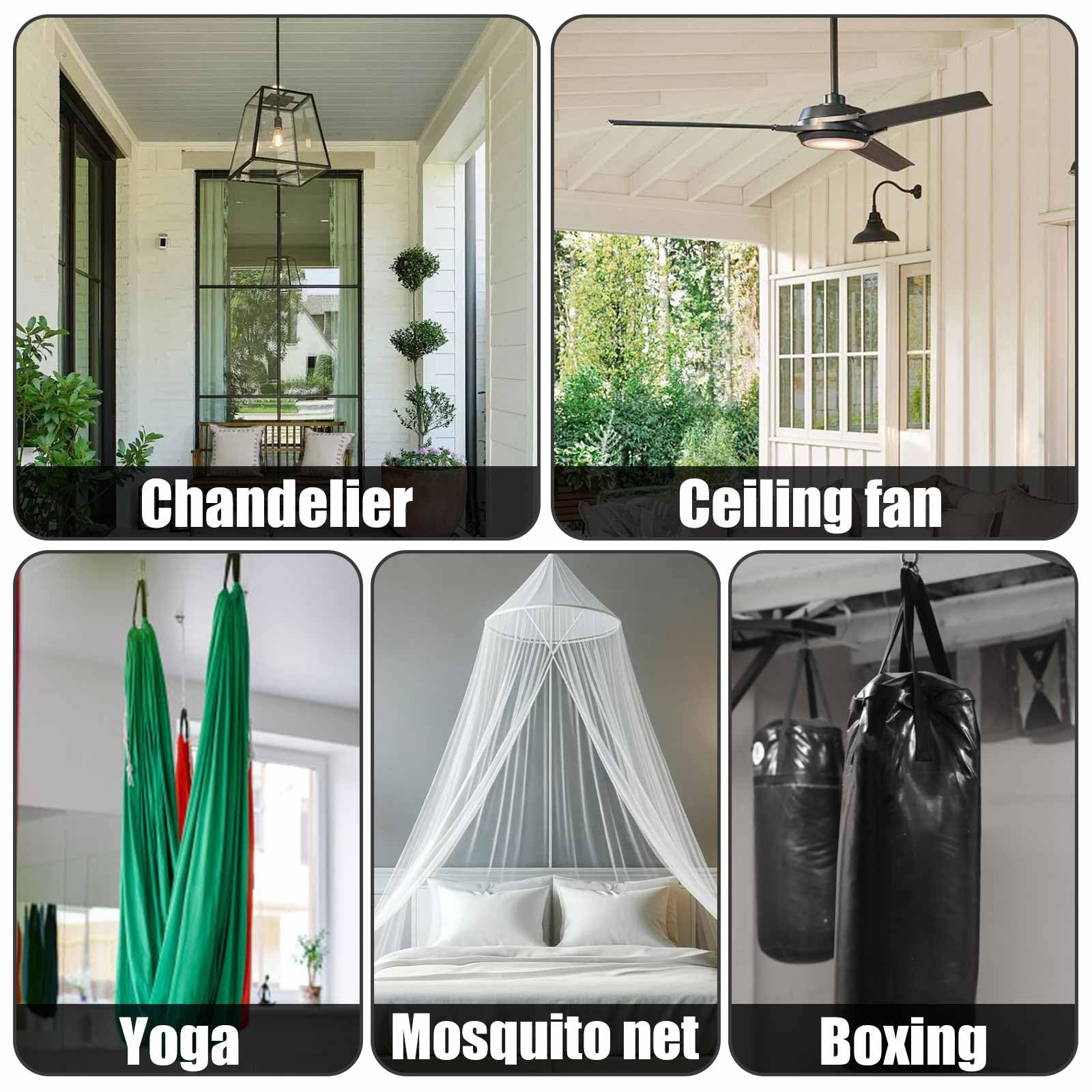 CINGHIA Gancio Soffitto,10 Pezzi Gancio da Soffitto,Ganci da Soffitto,Piastra Oculare,Placca Occhiello per Appendere Reti Sospese, Corde,Ancoraggio ai Soffitto