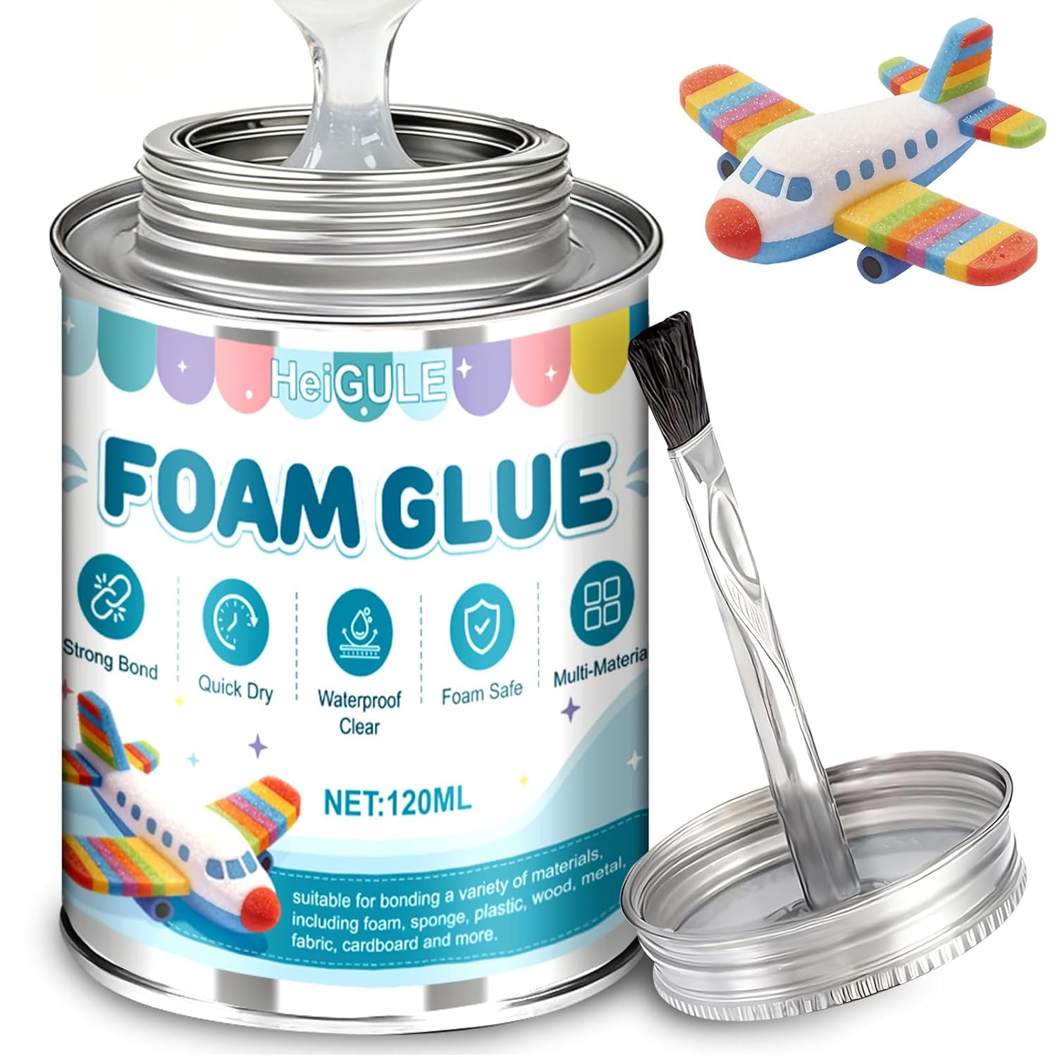 4.06 Oz Foam Glue with Brush Cap for RC, Specially Designed for Foam Materials