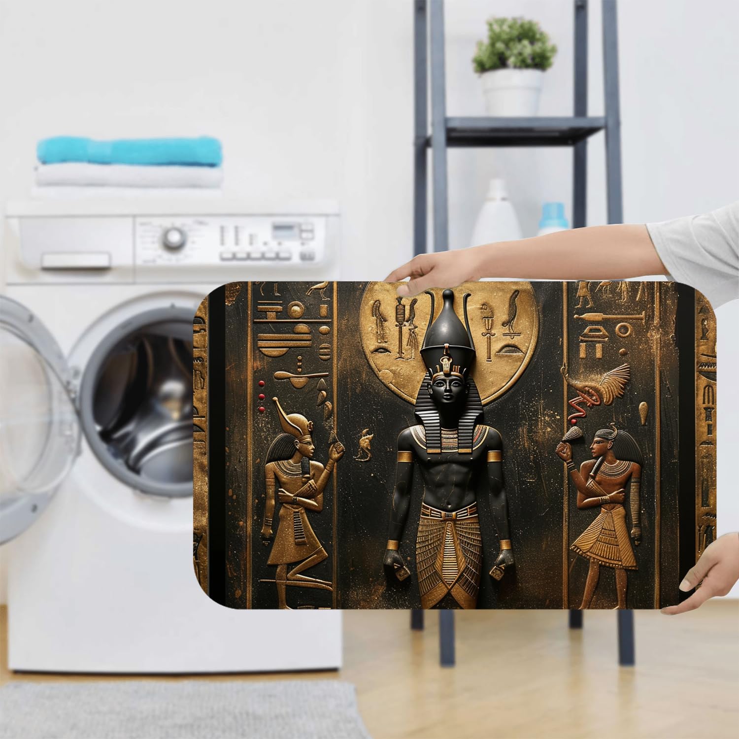 Egyptian Pharaoh Kitchen Mats, Egyptian Mural Rugs, Water Absorbent Carpet for Bedroom, Dining Room, Home Office Decor, and Kitchen Table