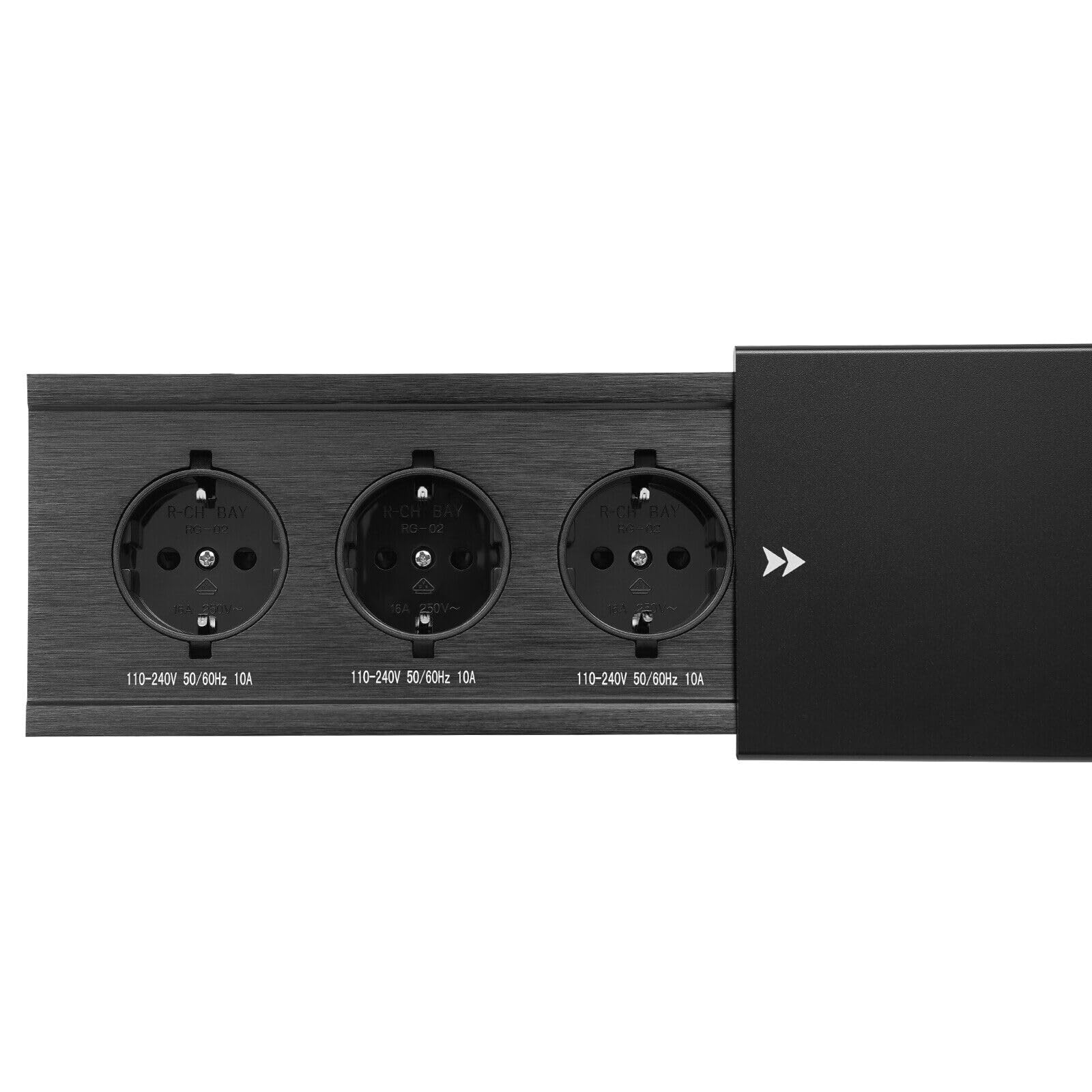 Einbausteckdose Tischsteckdose 3 Steckdosen Wand Küche Schiebeabdeckung Tischeinbau-Steckdose Für Büros/Klassenzimmer/Arbeitszimmer, Schwarz, 3 X 110-240v 50/60hz 10a