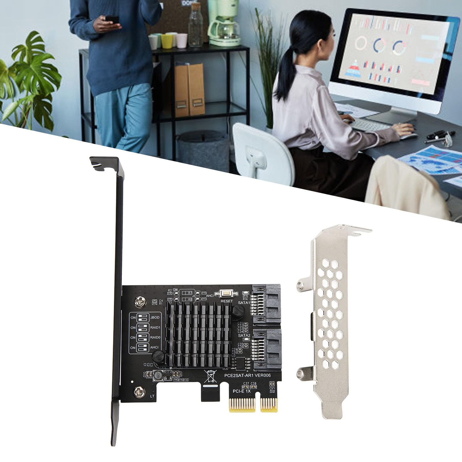 Pyhodi Scheda di Espansione PCIE a SATA3.0 2 Porte, Controllo Principale ASMEDIA ASM1061R da 6 Gbps, Supporto modalità RAID0/RAID1/SPAN, Scheda Controller Raid PCIE SATAIII per WIN7 8