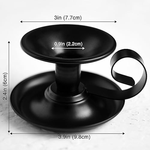 Miniatura 6 de FiveSeasonStuff Juego de 2 portavelas vintage chapados en negro con mango para candelabros de cera cónica