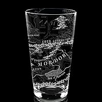 Vista 3 de MAP OF MORDOR & GONDOR Engraved 16oz Pint Glass Inspired by Tolkien LOTR and Middle Earth Great Christmas Gift Idea Unique Elvish Hobbit Wizard
