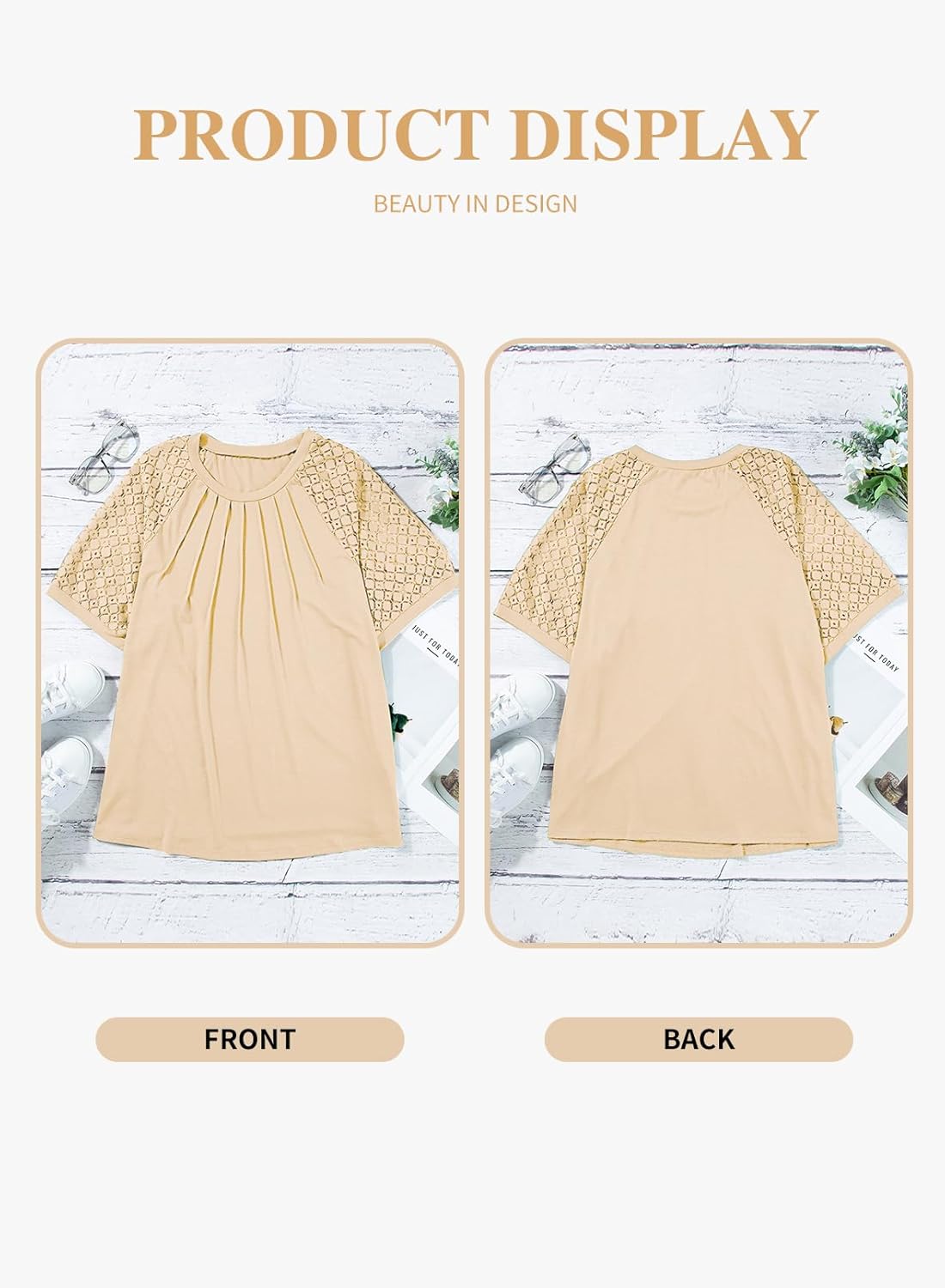 Eytino Plus Size Tops for Women Summer Lace Short Sleeve Crewneck Loose Casual Blouse Tunic T Shirts(1X-5X) - Image 4