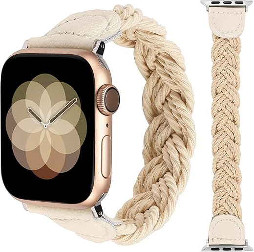 Minyee Compatible with Apple Watch Band Braided 41mm 40mm 38mm 44mm 45mm 42mm 49mm Women, Solo Loop Stretchy Designer Slim Elastic Woven Cute Bracelet for iWatch Ultra 2, Series 9/8/7/6/5/4/3/2/1/SE