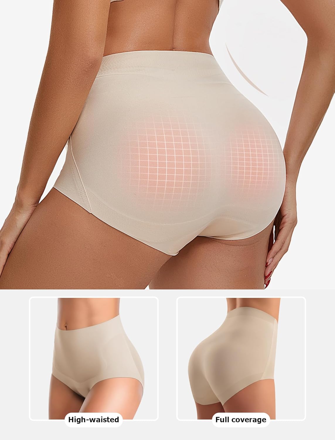 High Waisted Tummy Control Underwear for Women Plus Size Full Coverage Lingerie Brief Soft Seamless Panty 4P - Image 2