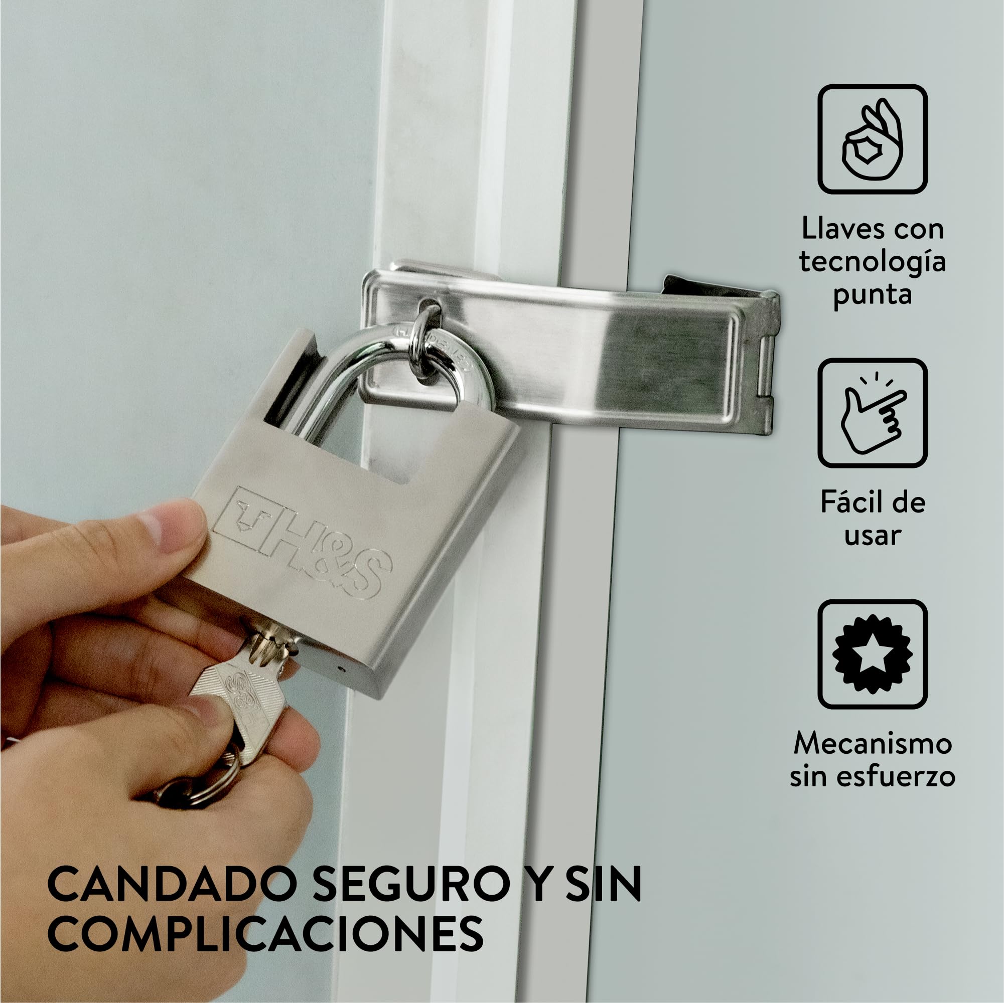 H&S 5 llaves 60 mm Heavy Duty Almacén Contenedor Garaje Contraventana Candado Puerta Cadena Cerradura-Juego de 2