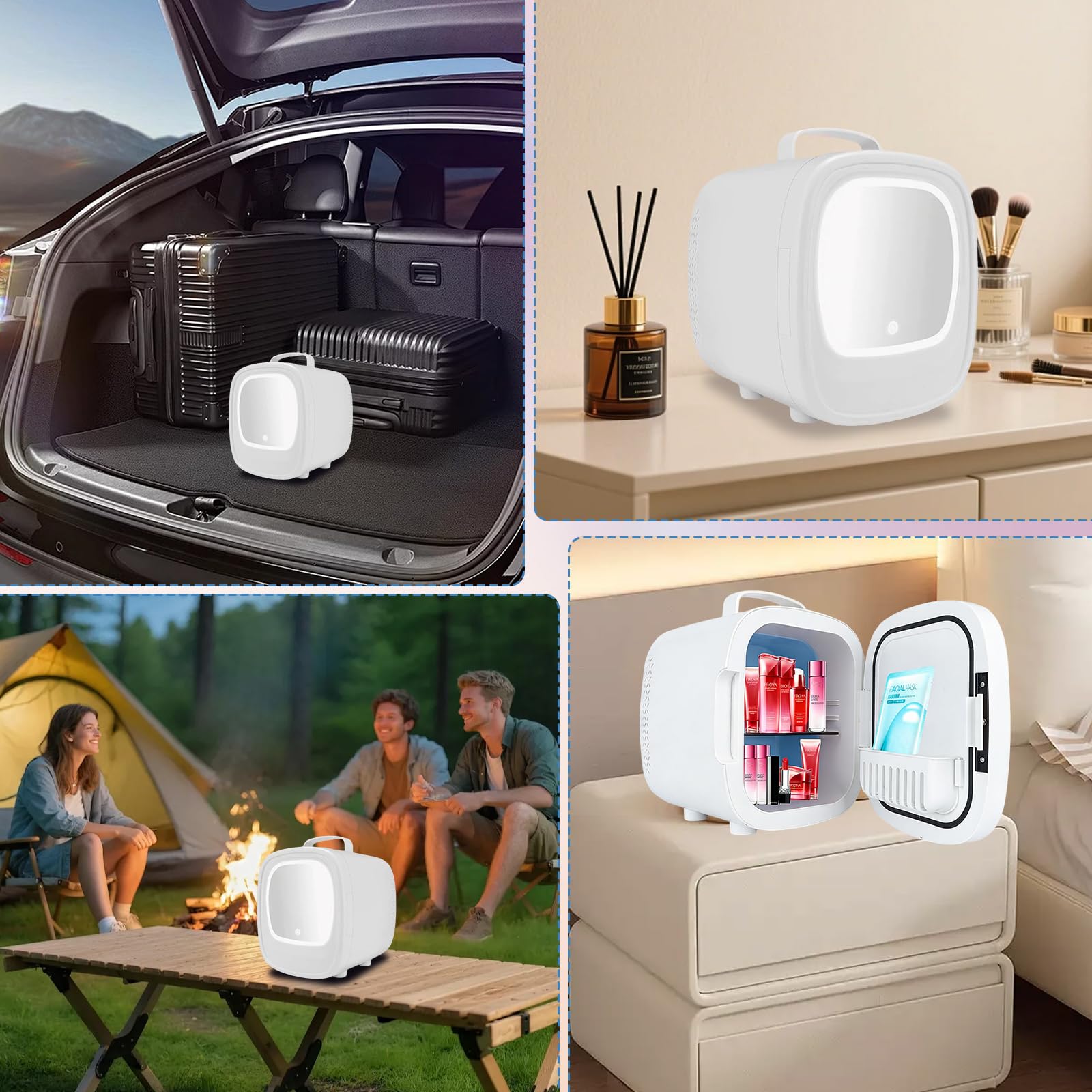 6L Portable Mini Fridge for Skincare with LED Mirror, Thermoelectric Cooler & Warmer for Bedroom, Office, Car – Compact Makeup Refrigerator for Beauty Products, Drinks — view 7