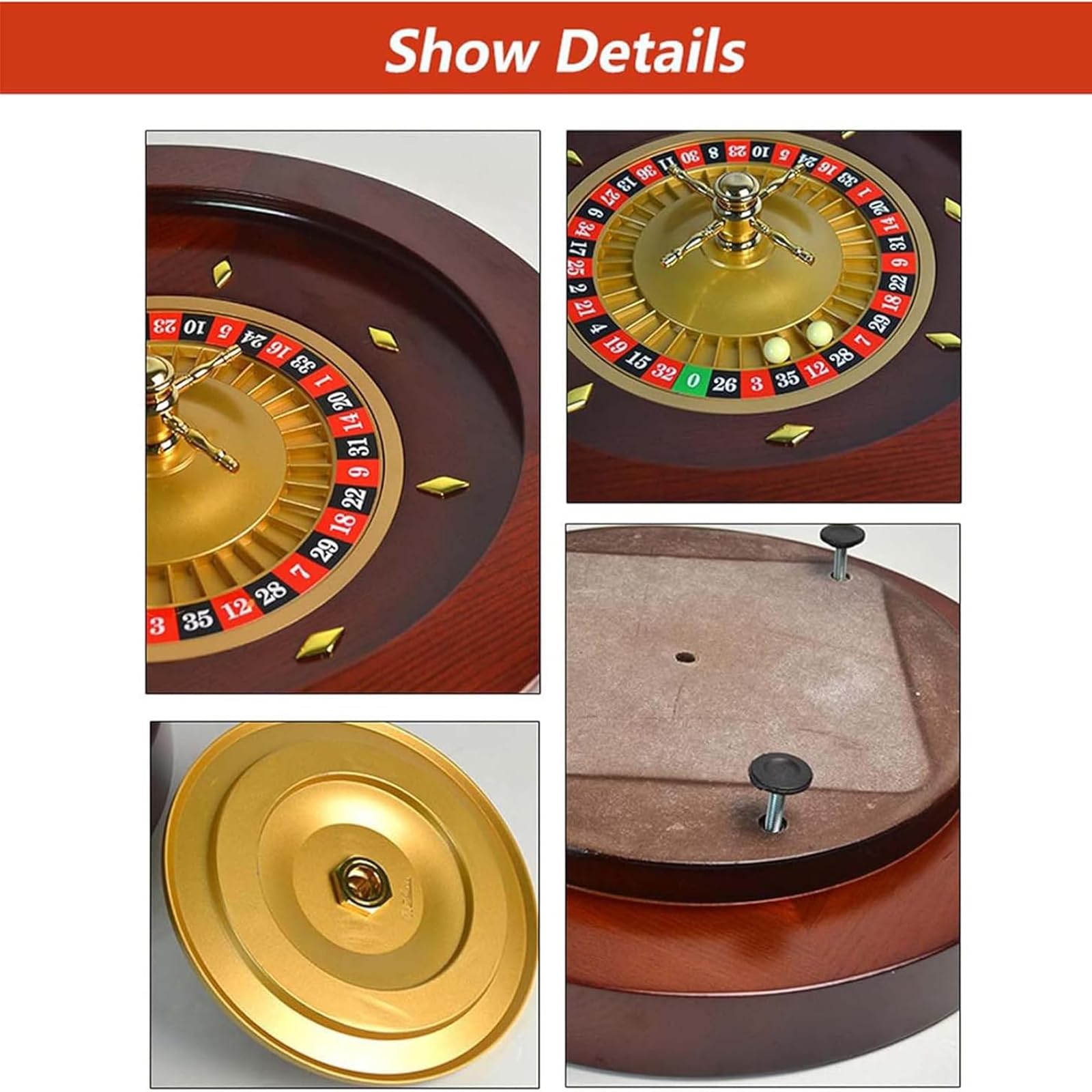 Generico Roulette La Set di Ruote for Roulette in Legno Roulette da 12 Pollici Giochi da Tavolo con Giradischi Europei Giochi da Tavolo for Il Tempo Libero Gioco della Roulette Tavolo