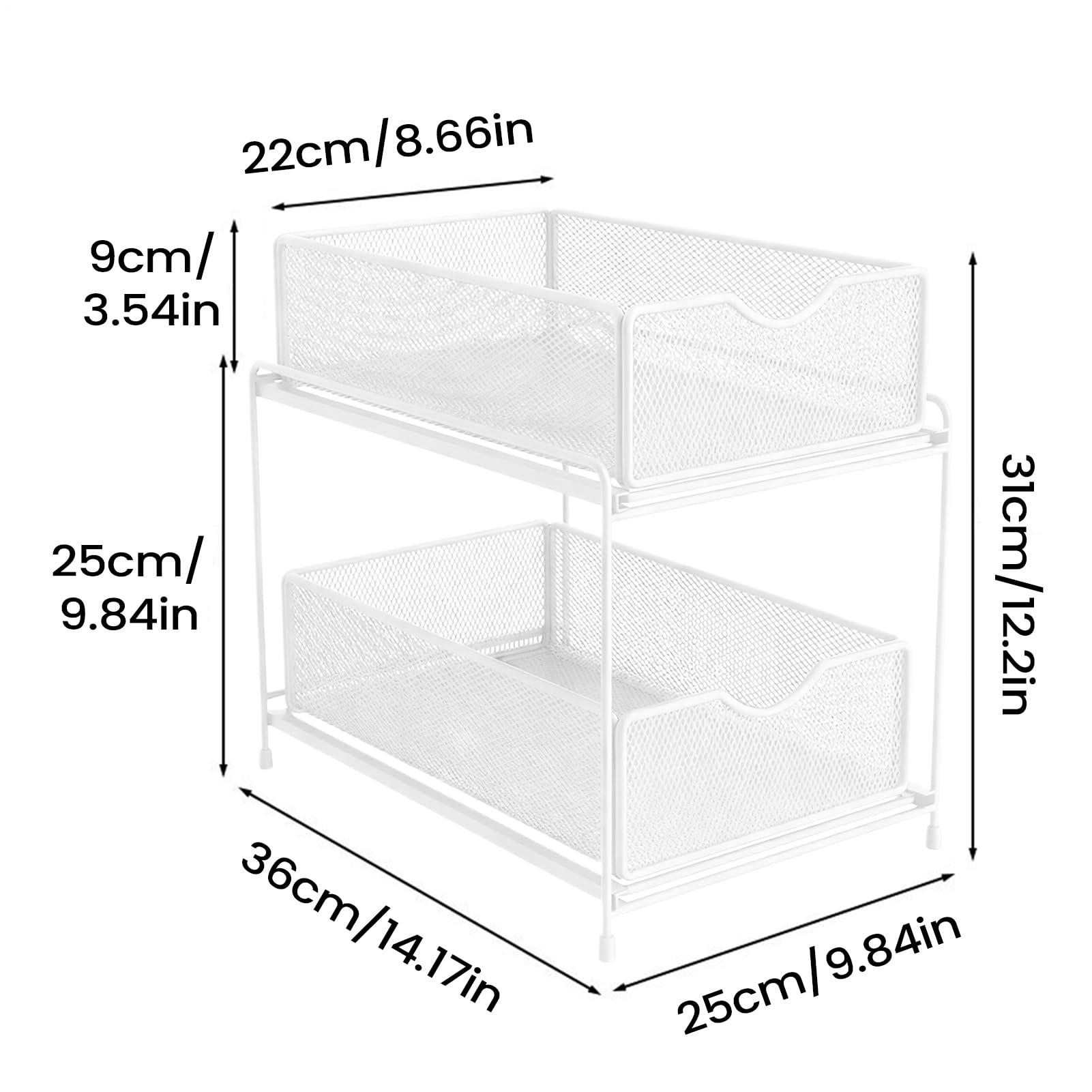 Organizer Pod Zlewem 2-Poziomowy Metalowy O Dużej Pojemności | Wysuwany Organizator Szafki I Szuflady Pod Zlew Do Łazienki, Szafki, Spiżarni, Domu, Mieszkania, Akademika, Gąbki