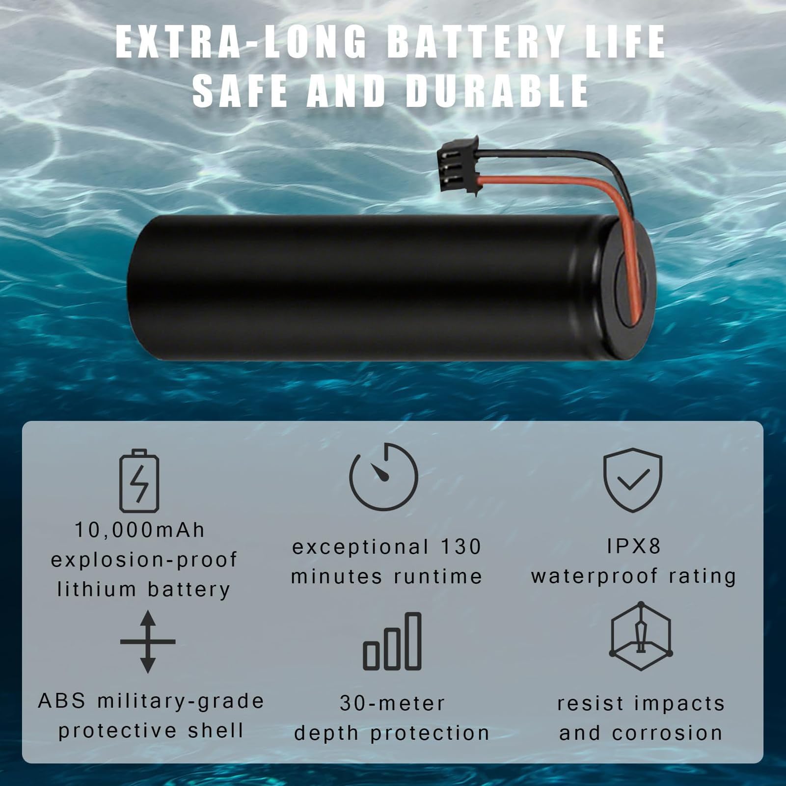 Scooter Submarino de 500/700 W, Sea Scooter con Propulsión Acuática, Batería de 10.000/16.000 mAh y Control de 9 Velocidades, hasta 30 m de Profundidad y 130 Min de Autonomía para Deportes Acuáticos