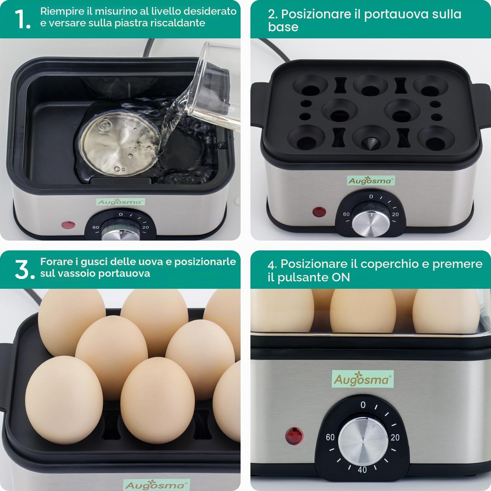 Vaporiera elettrica a 2 piani per cucinare, vaporiera multi-verdure con cestelli impilabili senza BPA, cuoci-uova rapido con spegnimento automatico, ideale per verdure, frutti di mare