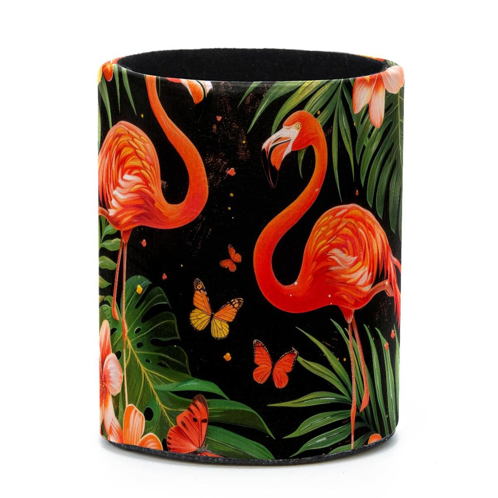 VAPOKF Round Pencil Holders for Desk, Flamingo Pen Holders Pen Pot Makeup Brushes Storage Desktop Stationery Supplies Organiser for Home Office