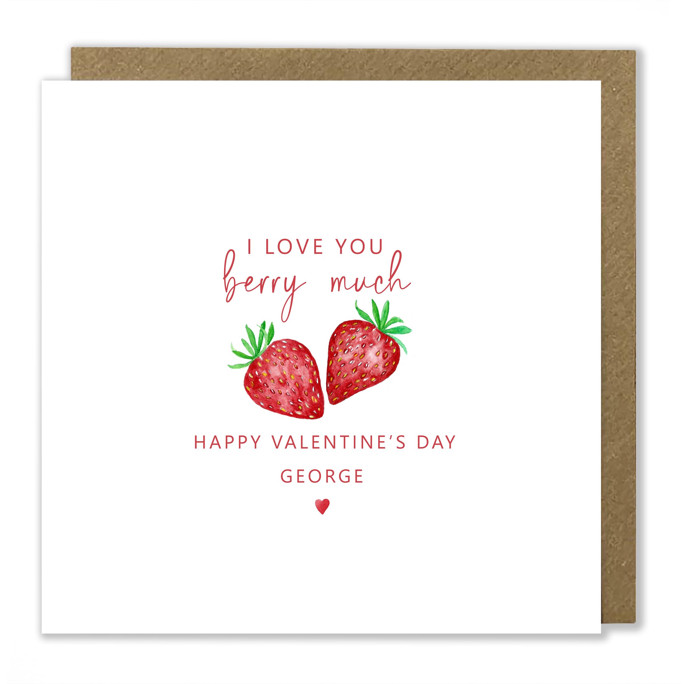 Personalised Valentine's Greeting Card, Strawberries, I Love You Berry Much, Greeting Card, Valentine, Husband, Wife, Partner, Girlfriend, Boyfriend, Fiancé, Fiancée, Valentines, Strawberry, Romantic