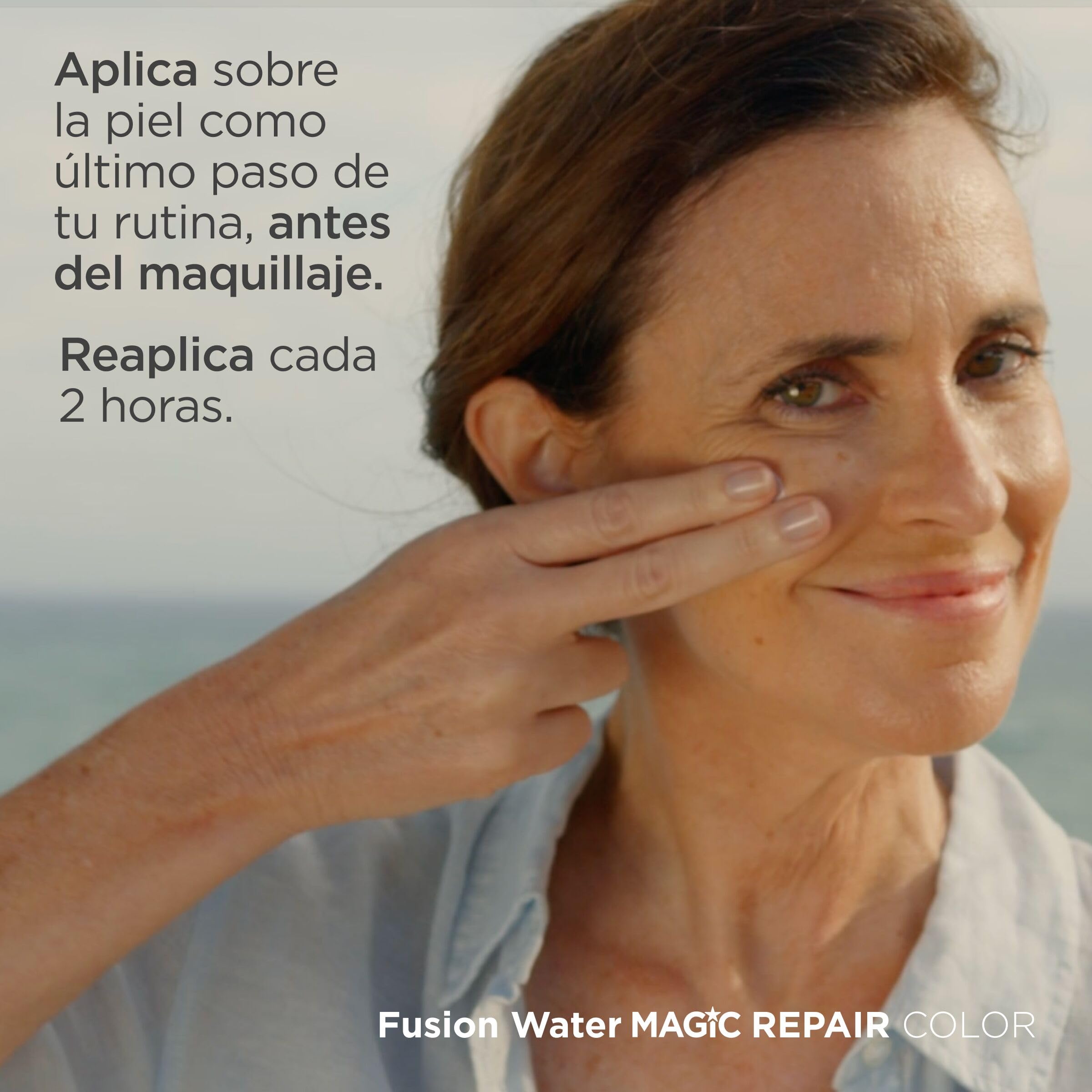 ISDIN Foto Protector Magic Repair Fusion Water Color SPF 50 - Protector solar facial con color de fase acuosa, triple acción anti-fotoenvejecimiento, 50 ml