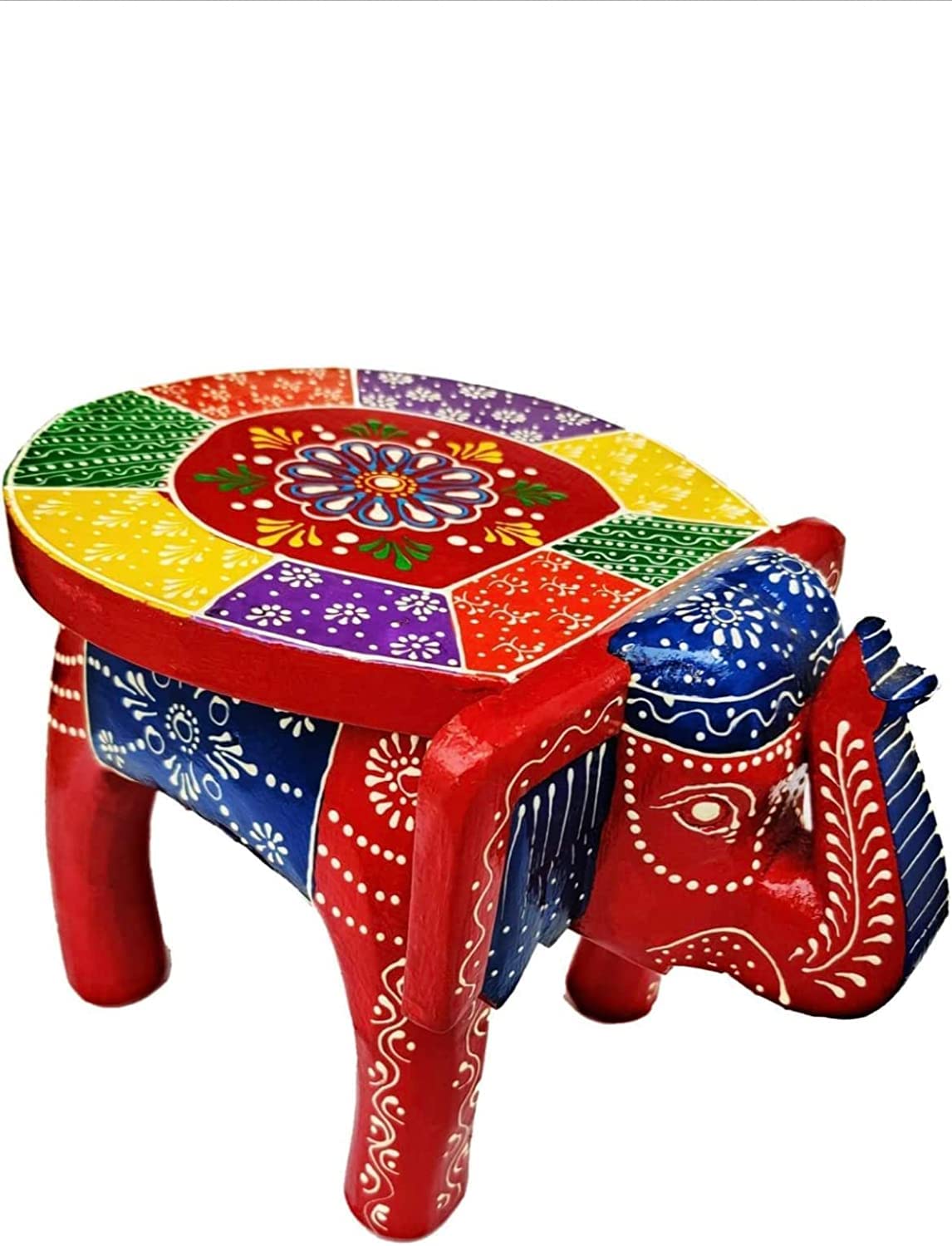 Rishabh Creation Whimsical Wooden Elephant-Shaped Small Stool A Charming Addition to Your Space