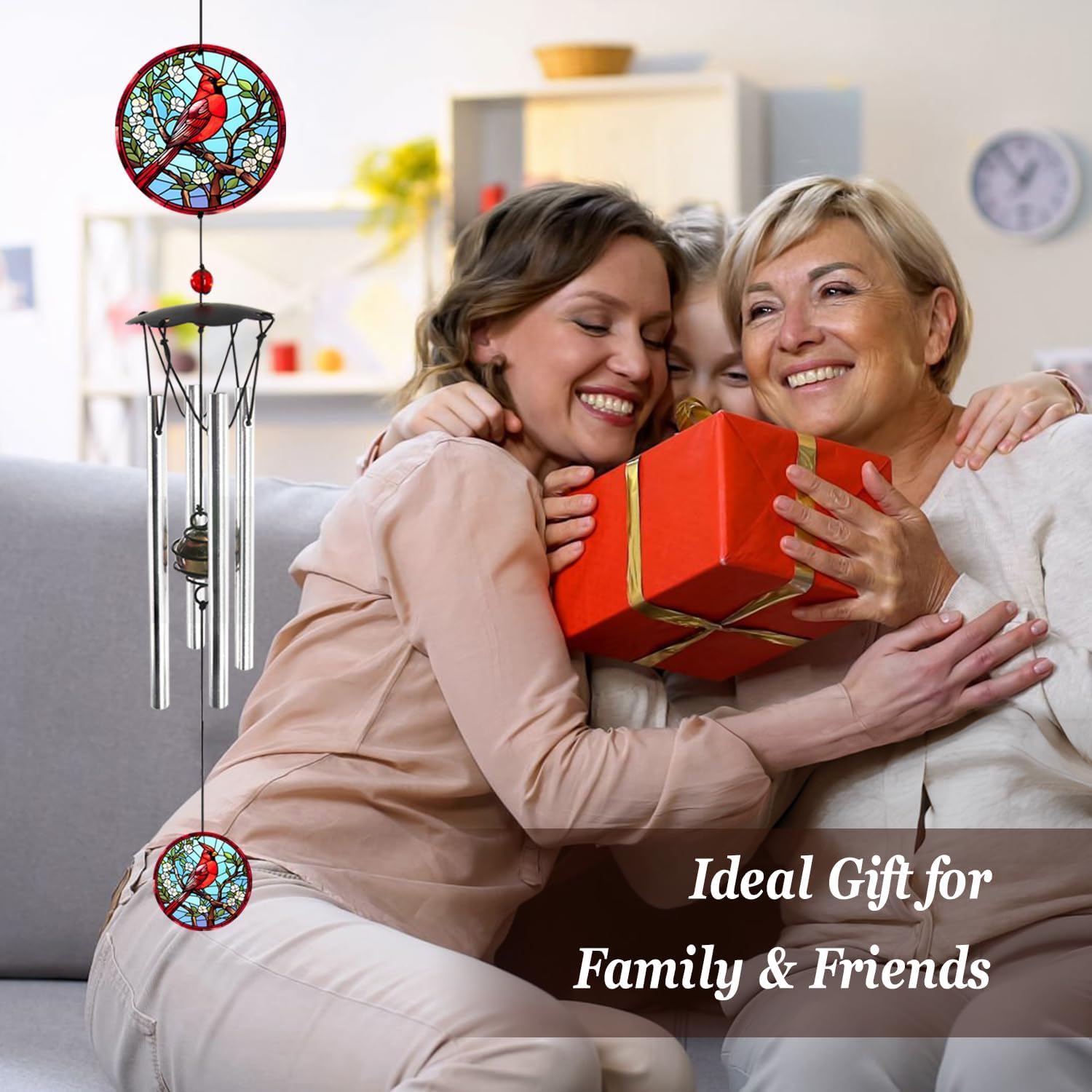 Wind Chimes for Outside 24" Cardinal Wind Chimes Outdoor Home Patio Garden Decor Windchimes Outdoors Cardinal Gifts for Women Mom Grandma Sisters - Image 2